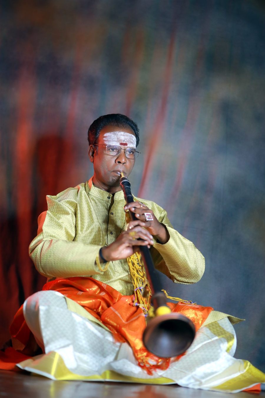 T.N.P. Natarajan playing the Nadaswaram on stage
